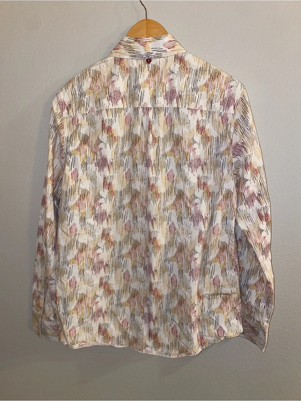 Altamont Men Medium White Orange Geometric Abstract Print Long Sleeve Button Up